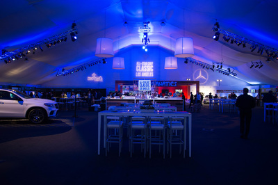 Part of the Event Deck was used for the Lexus All-Star Chef Classic lounge complete with tables, bars and Lexus vehicles.