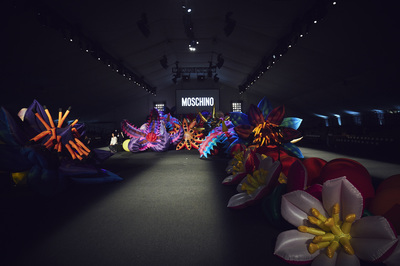 Giant flower props were brought into the Event Deck for the MADE L.A. fashion event.