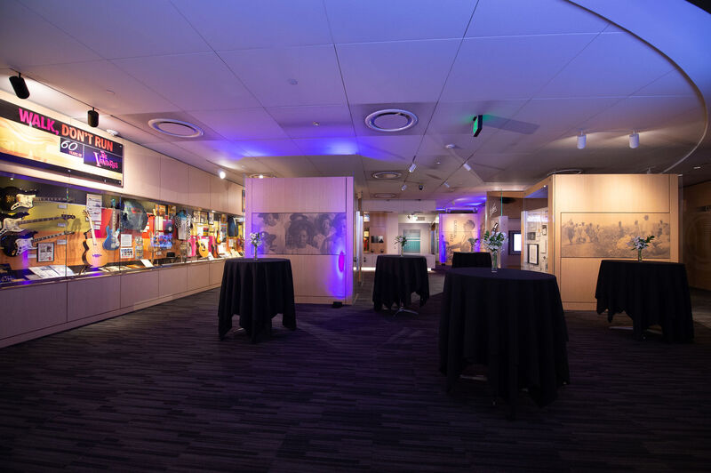 A wide view of the 4th Floor gallery at GRAMMY Museum.